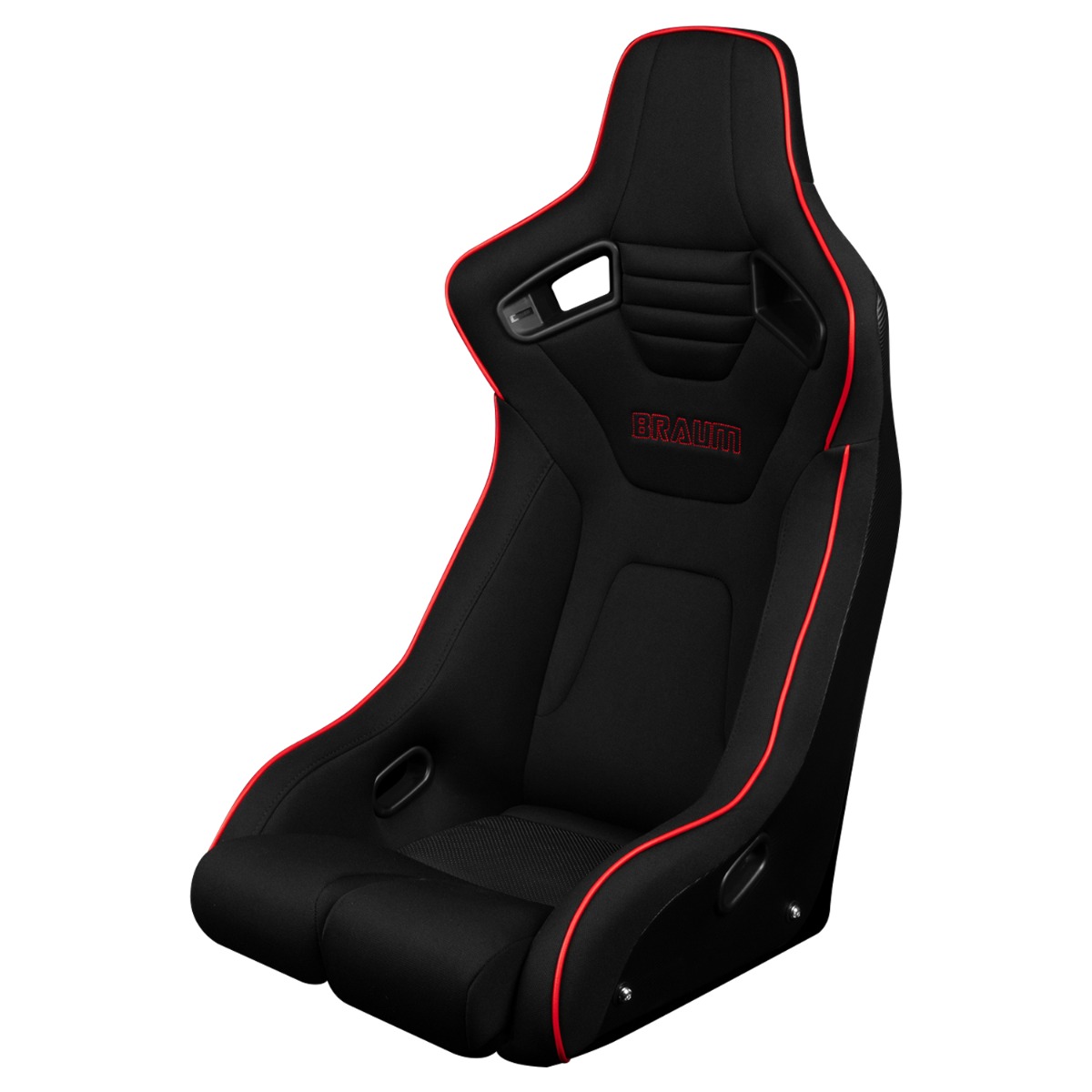 Braum ® - Black Cloth ELITE-R Series Fixed Back Racing Seat With Red Piping (BRR1R-BKRS) - Main Image