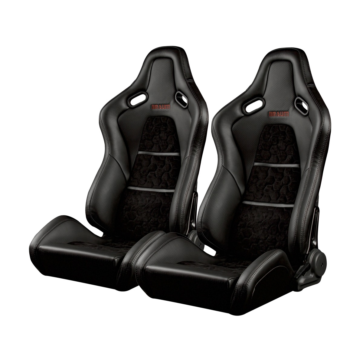 Braum ® - Black Leatherette & Alcantara FALCON-S Series Carbon Fiber Reclinable Composite Seats - Pair (BRR9R-BACF) - Main Image