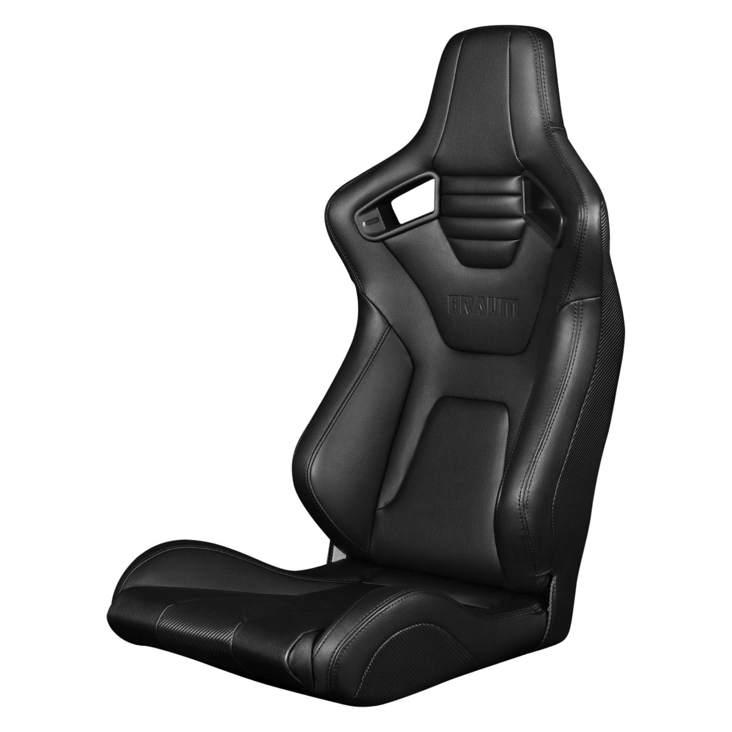 Braum ® - Black Leatherette Carbon Fiber Mixed ELITE-X Series Fixed Back Racing Seat with Black Stitches (BRR1X-BKFB) - Main Image