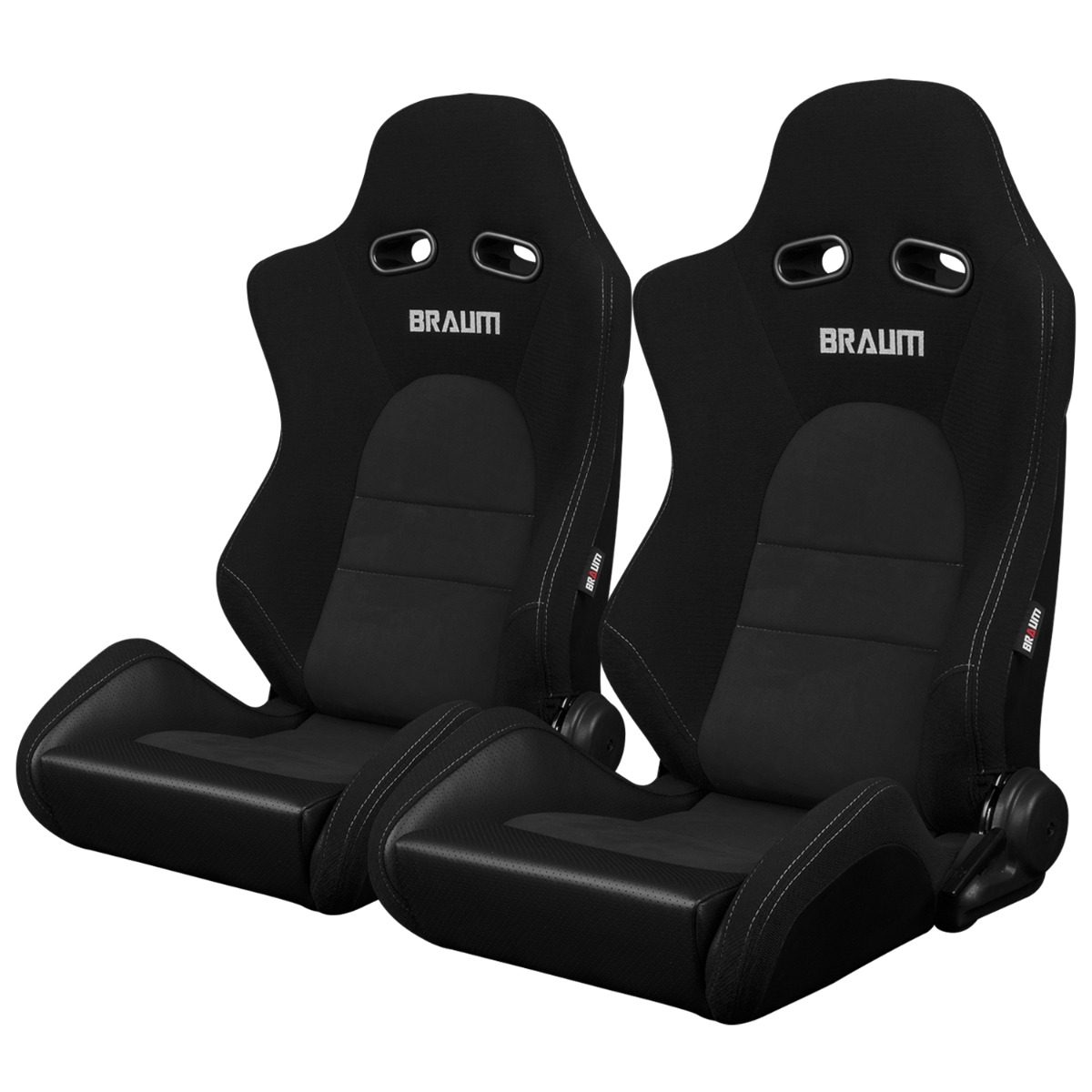 Braum ® - Pair of Black Jacquard Cloth ADVAN Series Racing Seats with Alcantara Inserts (BRR2-BKGY) - Main Image