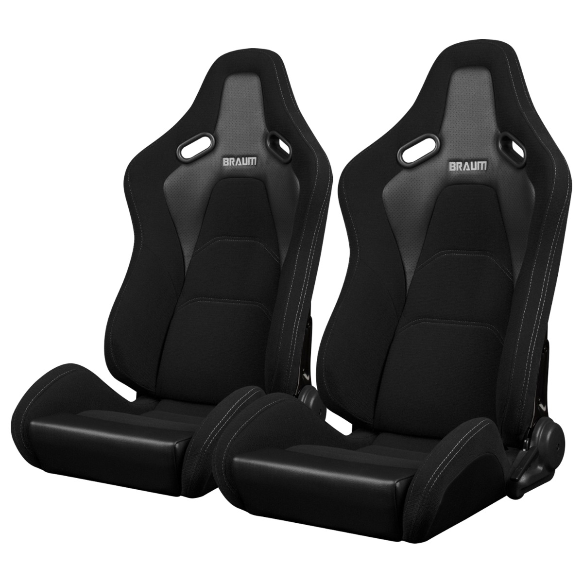 Braum ® - Pair of Black Jacquard Cloth FALCON-S Series Reclinable Composite Seats with Grey Stitching (BRR9R-BKJQ) - Main Image