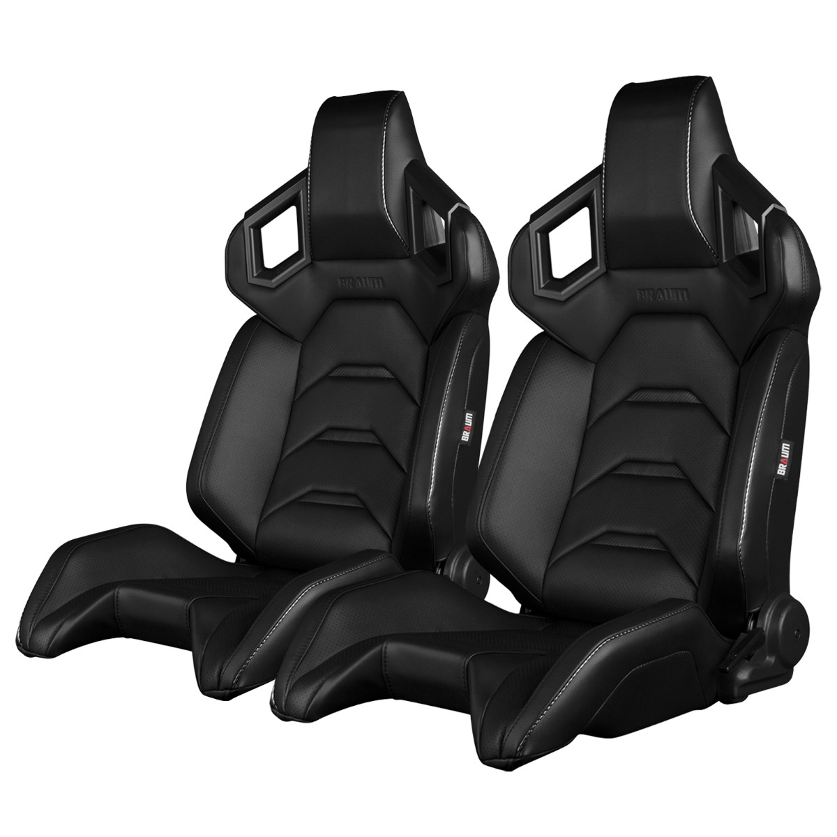Braum ® - Pair of Black Leatherette ALPHA-X Series Racing Seats With Black Stitching (BRR5-BKBK) - Main Image