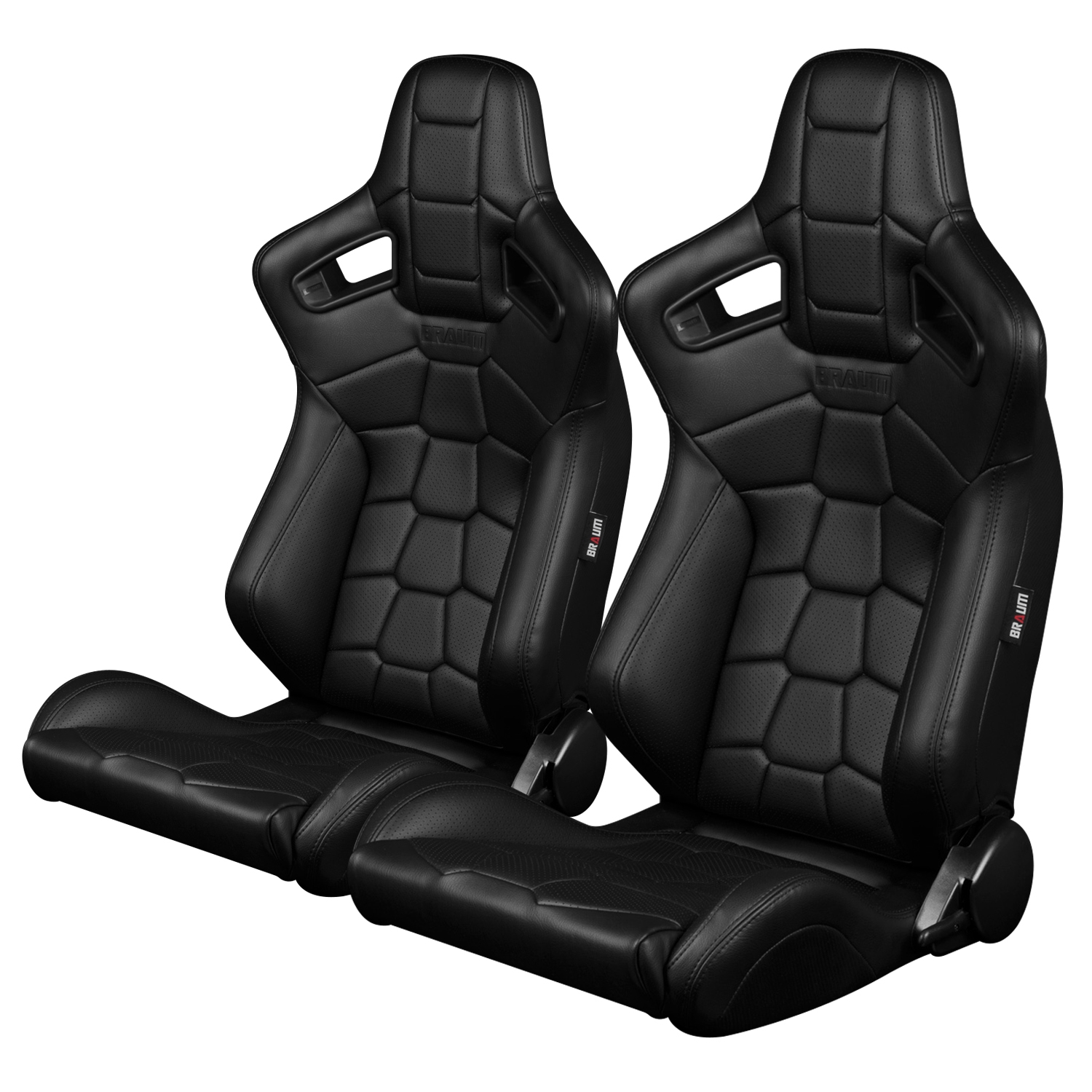 Braum ® - Pair of Black Leatherette Komodo Edition ELITE-X Series Racing Seats (BRR1X-BKRT) - Main Image