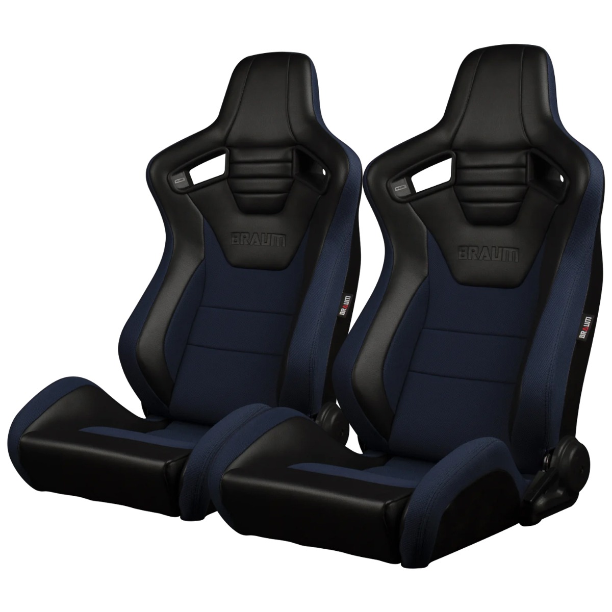Braum ® - Pair of Blue Fabric ELITE-S Series Racing Seats with Black Leatherette Inserts (BRR1S-BKBU) - Main Image