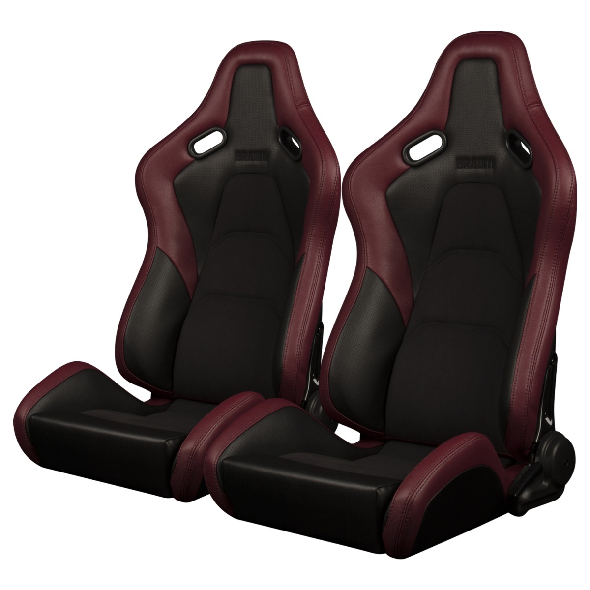 Braum ® - Pair of Maroon Leatherette and Alcantara FALCON-S Series Reclinable Composite Seats with Black Stitching (BRR9R-MRBS) - Main Image