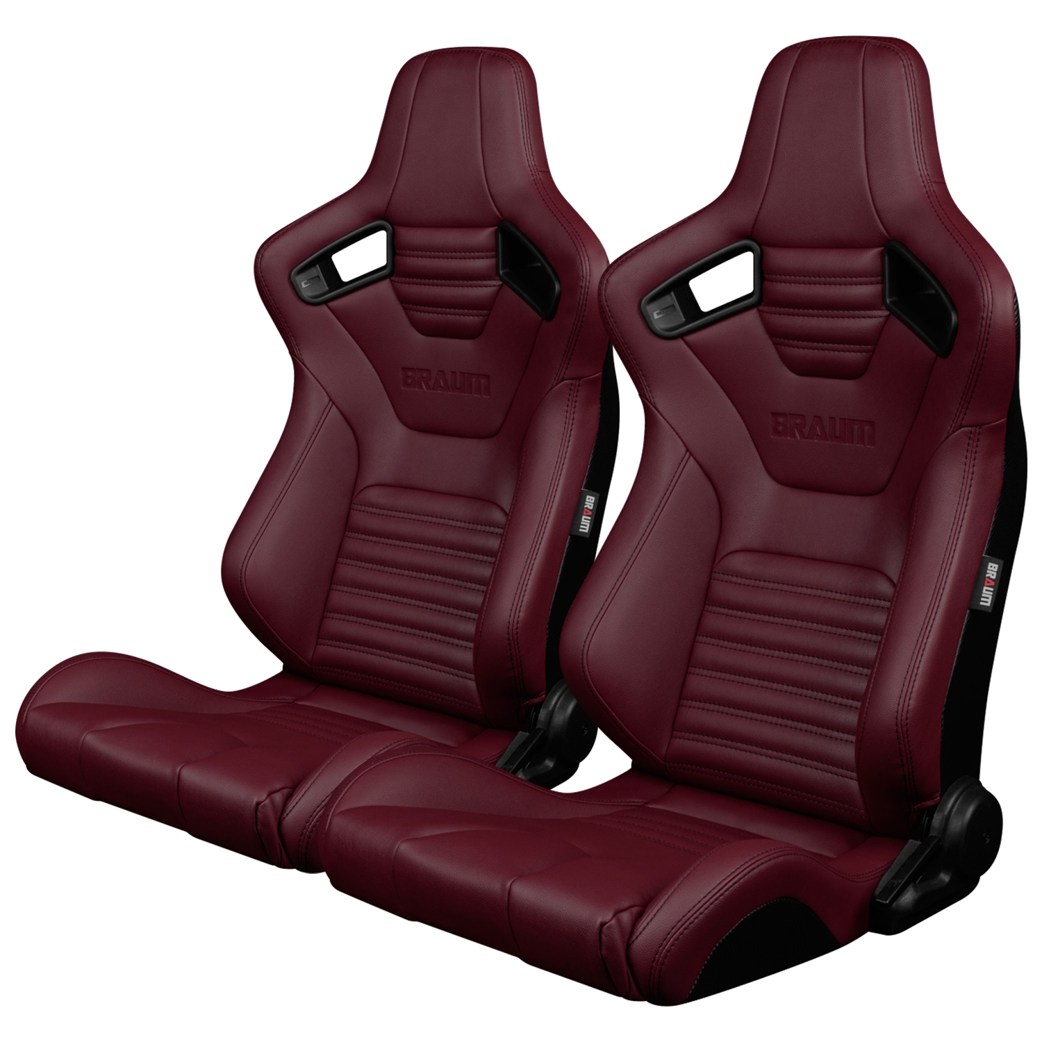 Braum ® - Pair of Maroon Leatherette ELITE-X Series Racing Seats with Black Stitches (BRR1X-MRBS) - Main Image