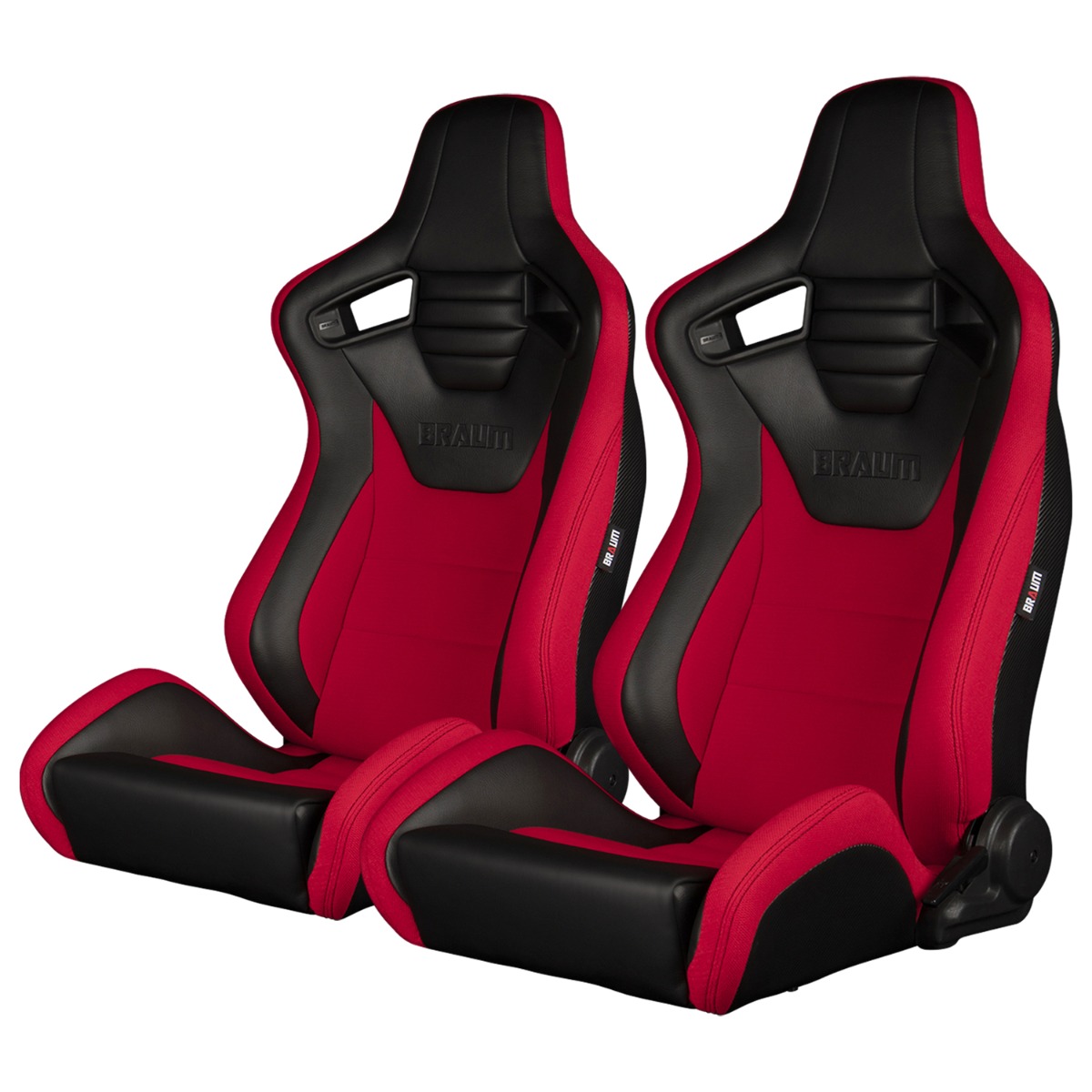 Braum ® - Pair of Red Fabric ELITE-S Series Racing Seats with Black Leatherette Inserts (BRR1S-BKRD) - Main Image