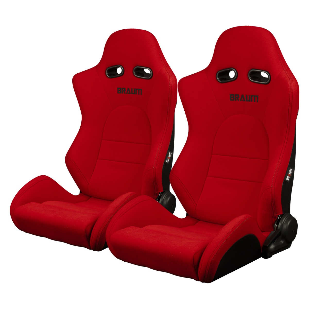 Braum ® - Pair of Red Jacquard Cloth ADVAN Series Racing Seats with Black Stitching (BRR2-RJBS) - Main Image