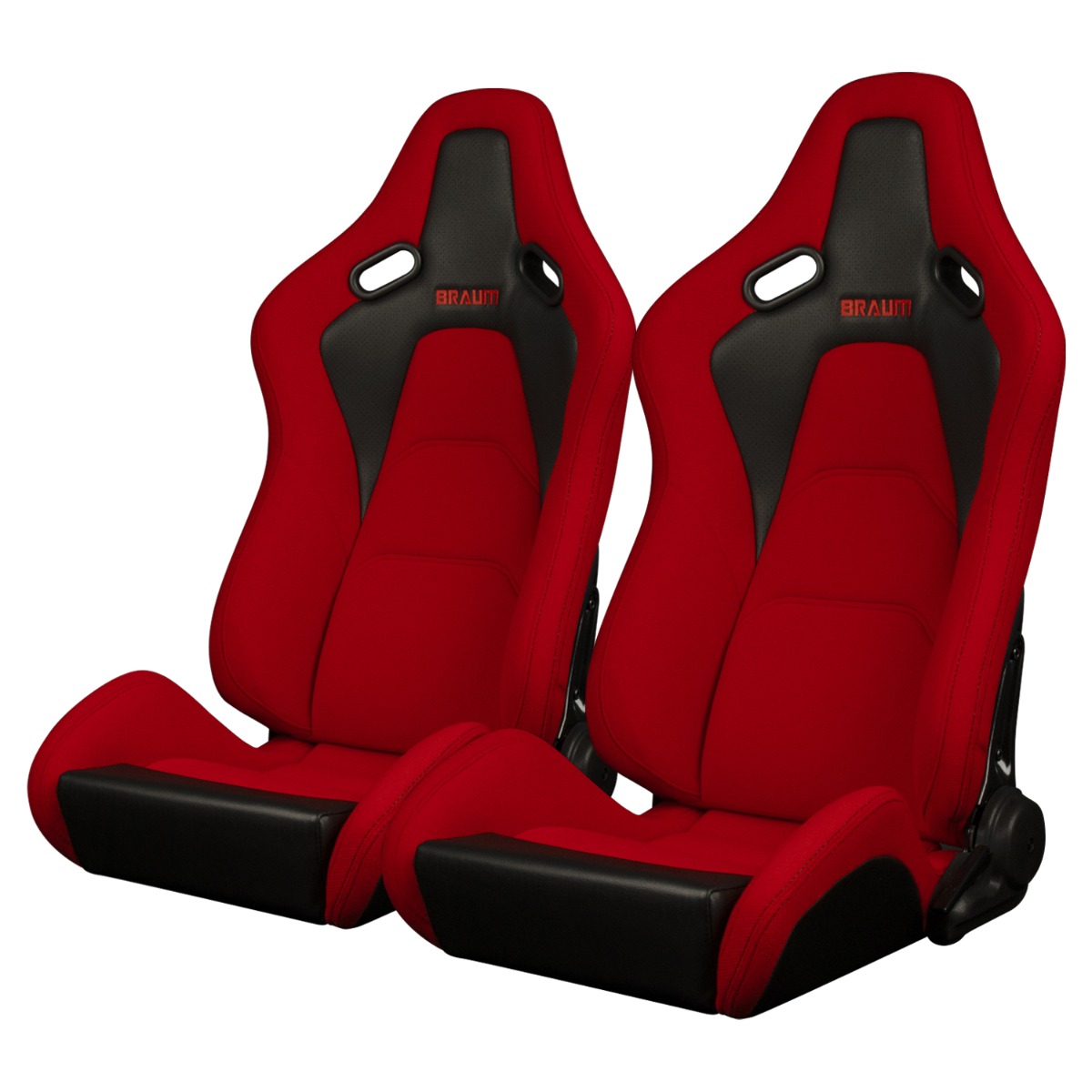 Braum ® - Pair of Red Jacquard Cloth FALCON-S Series Reclinable Composite Seats with Black Stitching (BRR9R-RDJQ) - Main Image