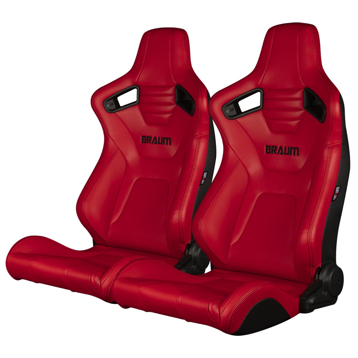 Braum ® - Pair of Red Leatherette ELITE-X Series Racing Seats With Black Stitching (BRR1X-RDBS) - Main Image
