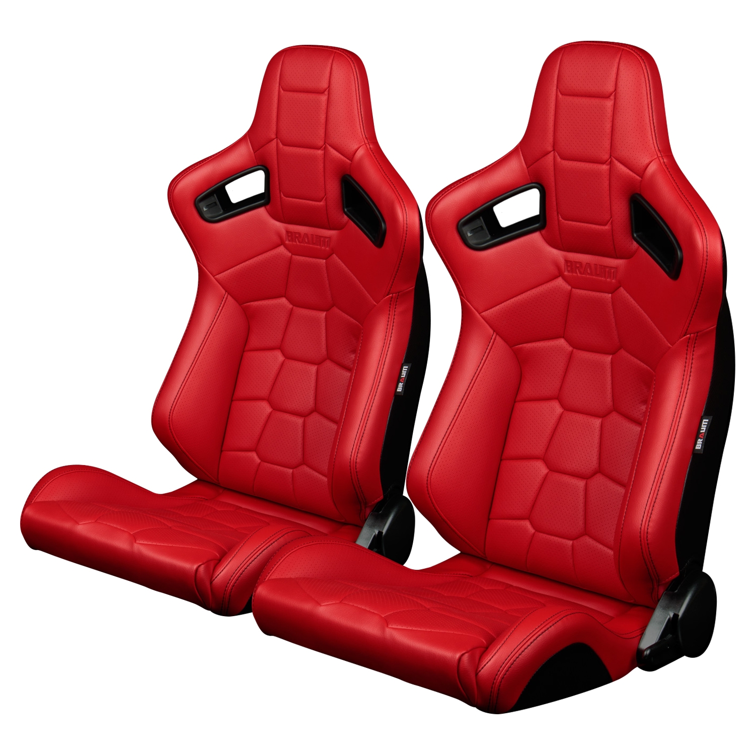 Braum ® - Pair of Red Leatherette Komodo Edition ELITE-X Series Racing Seats (BRR1X-RDRT) - Main Image