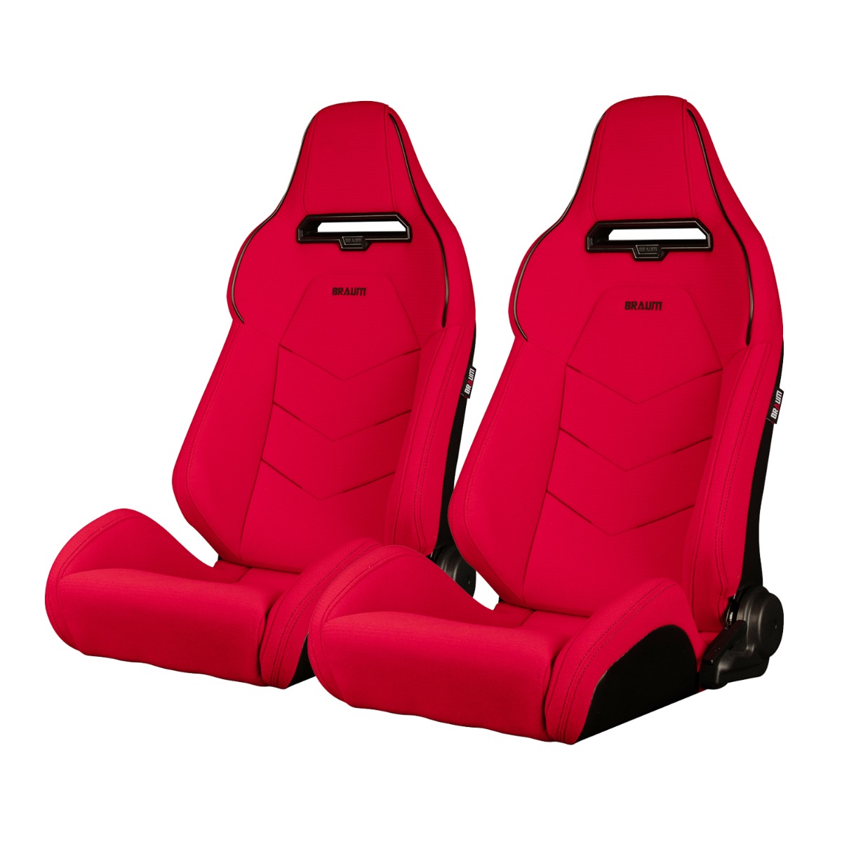 Braum ® - Red Jacquard W/ Black Piping & Stitching VIPER-X Series Reclinable Racing Seats - Pair (BRR3-RFBP3) - Main Image