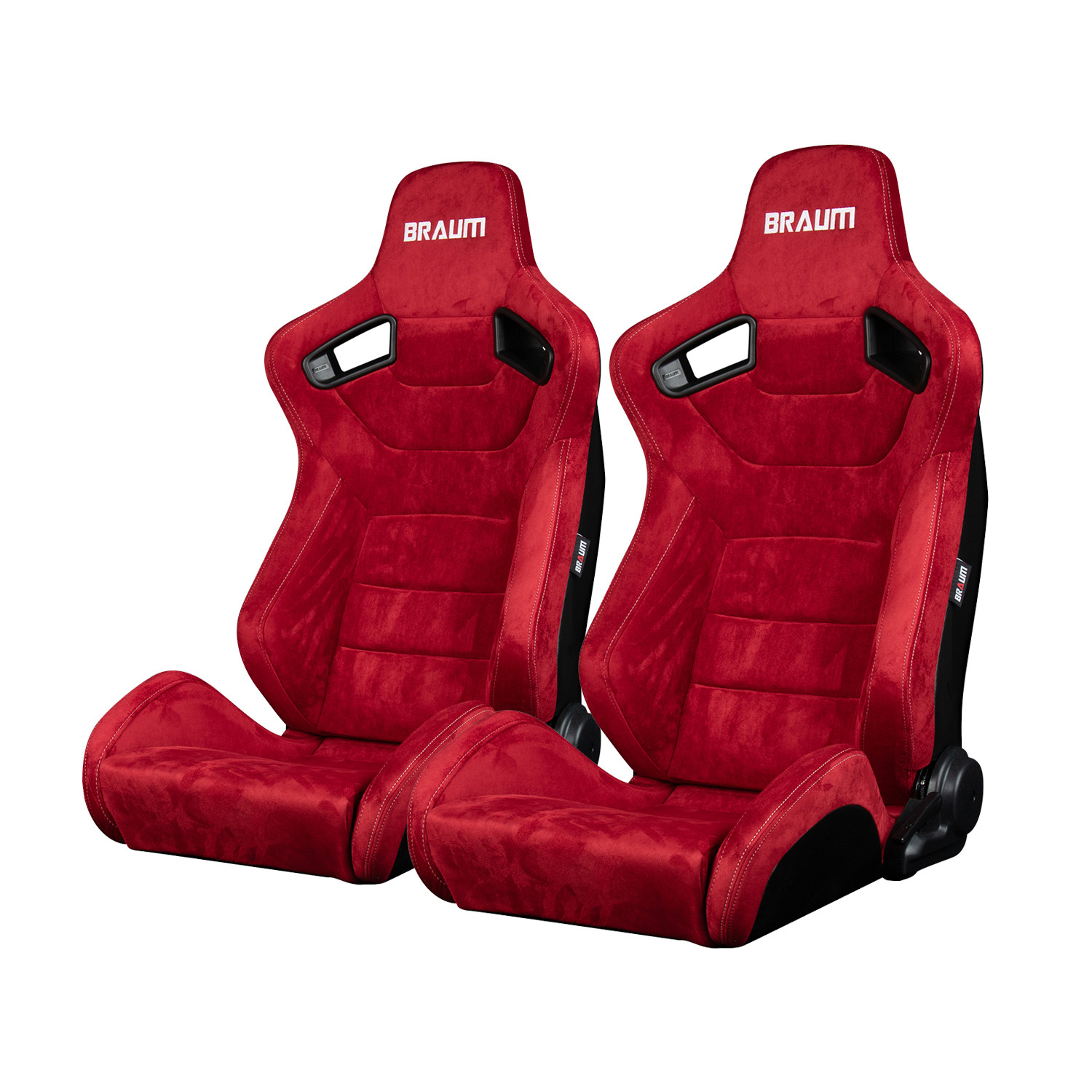 Braum ® - Red Suede W/ White Stitching ELITE Series Reclinable Racing Seats - Pair (BRR1-RSBS) - Main Image