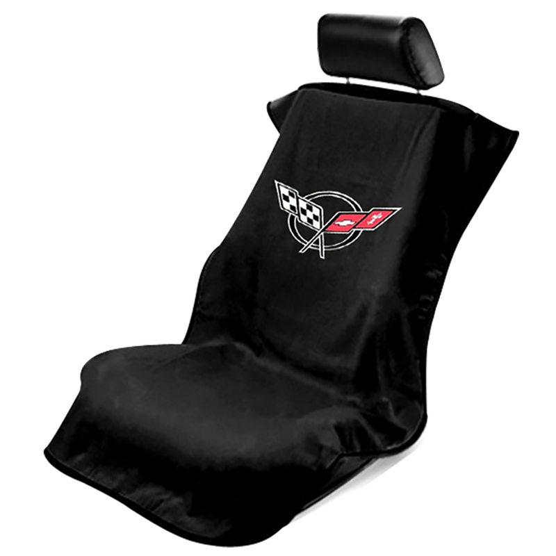 Seat Armour ® - Black Towel Seat Cover with Corvette C5 Logo (SA100COR5B) - Main Image