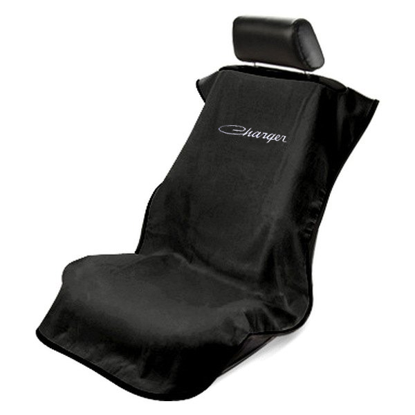 Seat Armour ® - Black Towel Seat Cover with Charger Logo (SA100CHARGB) - Main Image