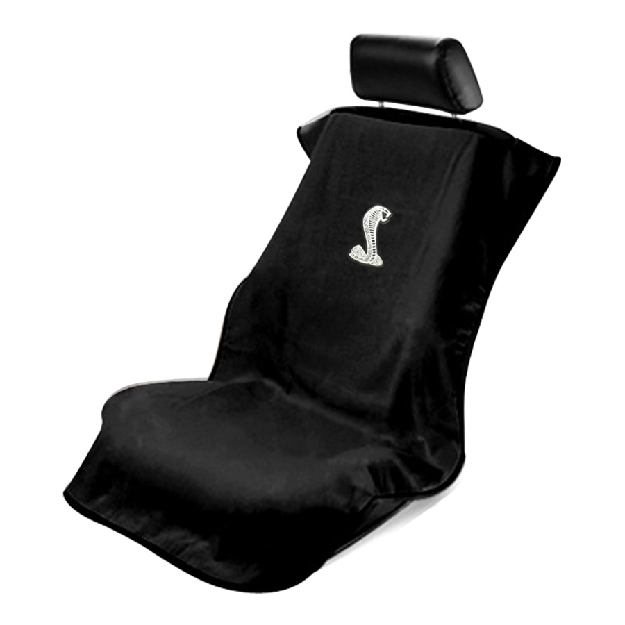 Seat Armour ® - Black Towel Seat Cover with Mustang Cobra Logo (SA100COBB) - Main Image