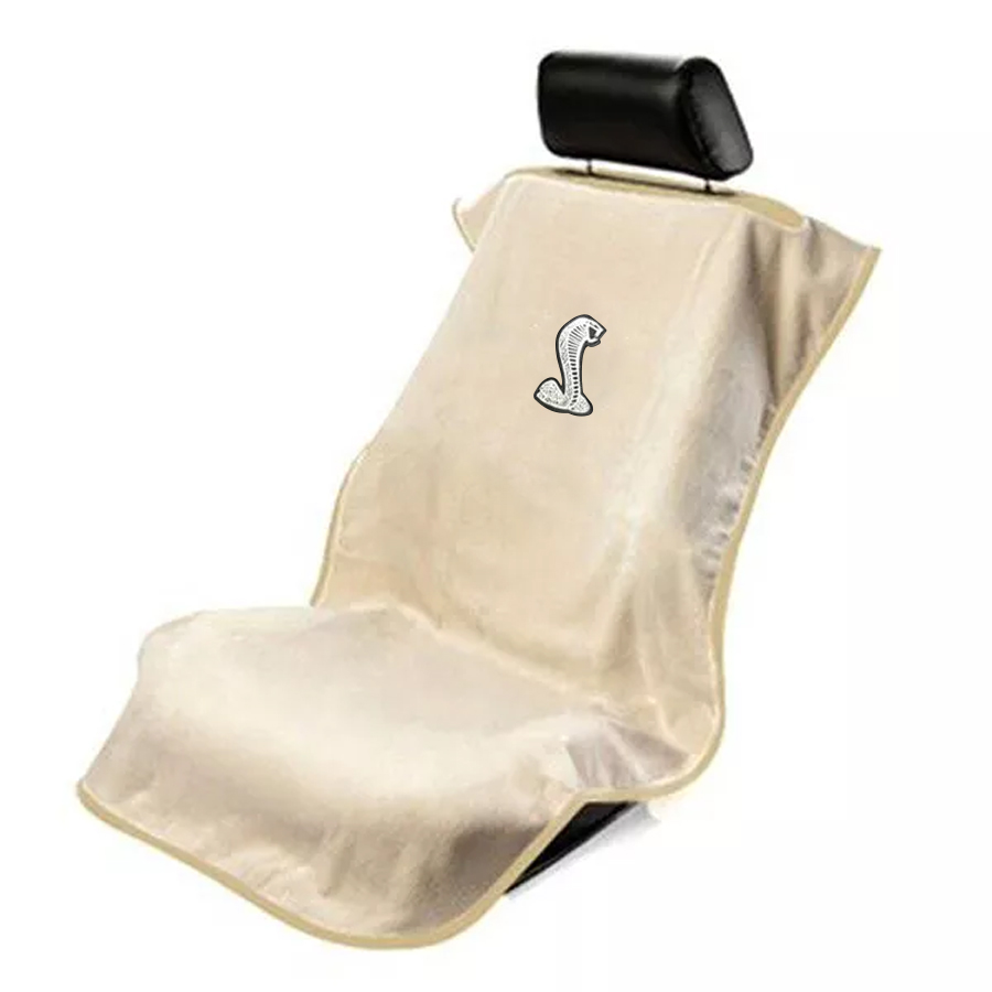 Seat Armour ® - Tan Towel Seat Cover with Mustang Cobra Logo (SA100COBT) - Main Image