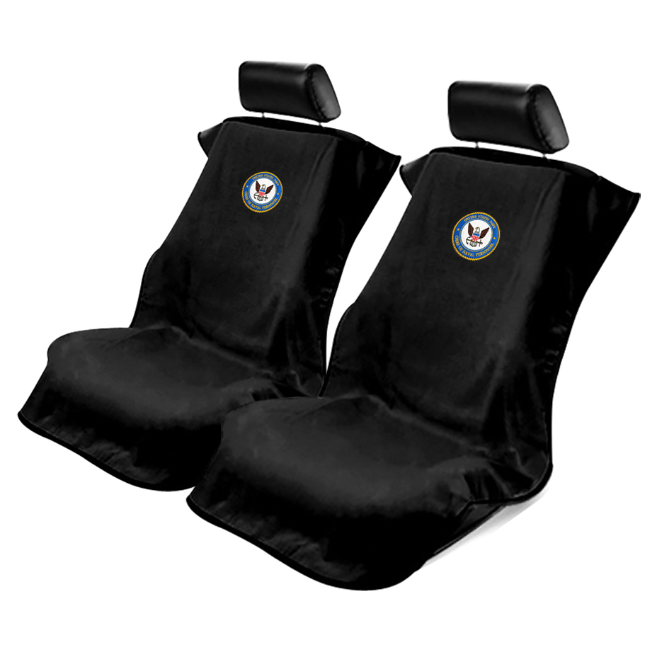 Seat Armour ® - Pair of Black Towel Seat Covers with US Navy Logo (SA200USNAVY) - Main Image