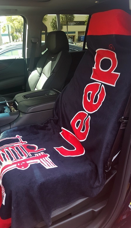 Seat Armour ® - Black And Red Towel 2 GO Seat Cover with Jeep Wrangler Logo (T2G100BR) - Main Image