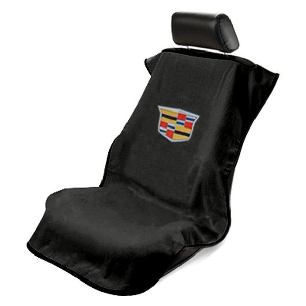 Seat Armour ® - Black Towel Seat Cover with New Cadillac Logo (SA100NCADB) - Main Image