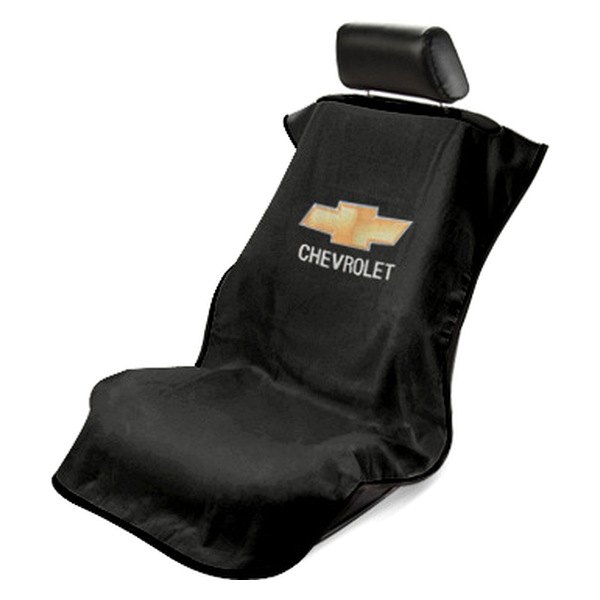 Seat Armour ® - Black Towel Seat Cover with Chevrolet Logo (SA100CHVB) - Main Image