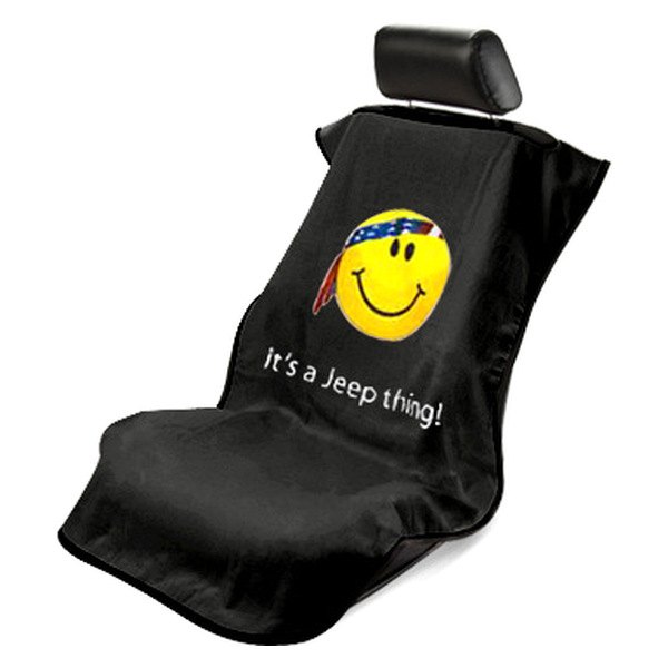 Seat Armour ® - Black Towel Seat Cover with Jeep Smiley Face Logo (SA100JEPSFB) - Main Image