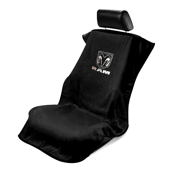 Seat Armour ® - Black Towel Seat Cover with New Dodge Ram Logo (SA100NRAMB) - Main Image