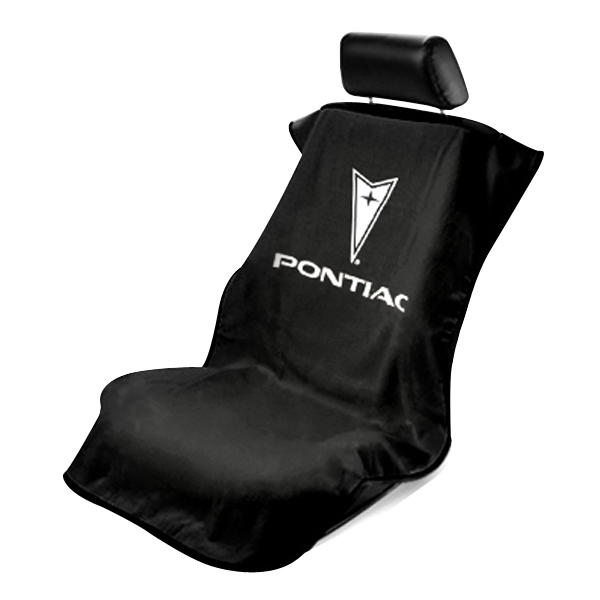 Seat Armour ® - Black Towel Seat Cover with Pontiac Logo (SA100PTCBE) - Main Image