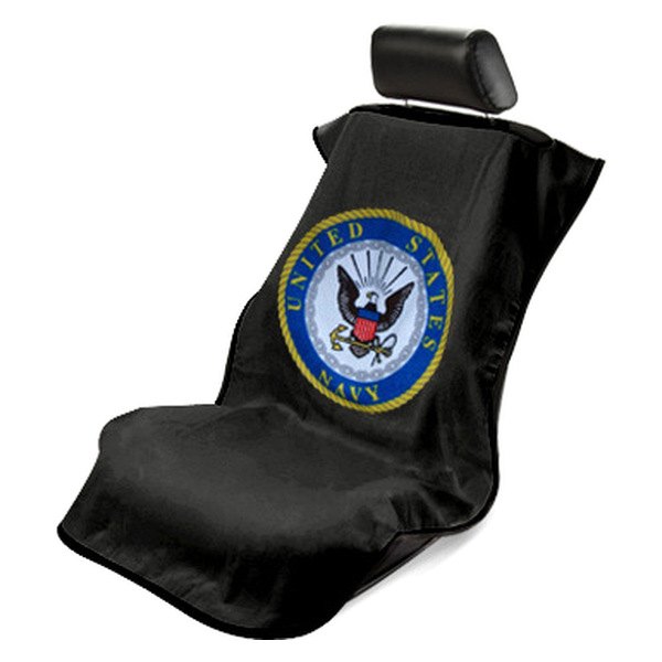 Seat Armour ® - Black Towel Seat Cover with US Navy Logo (SA200USNAVY) - Main Image