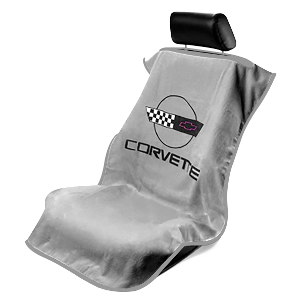 Seat Armour ® - Grey Towel Seat Cover with Corvette C4 Logo (SA100COR4G) - Main Image