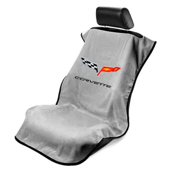 Seat Armour ® - Grey Towel Seat Cover with Corvette C6 Logo (SA100COR6G) - Main Image