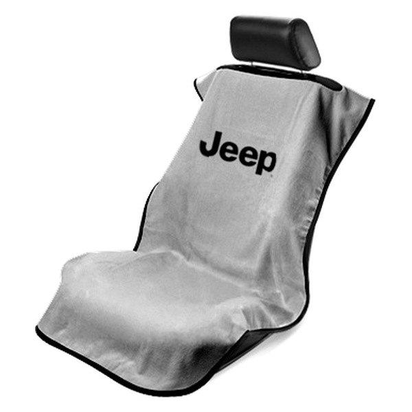 Seat Armour ® - Grey Towel Seat Cover with Jeep Letters Logo (SA100JEPG) - Main Image