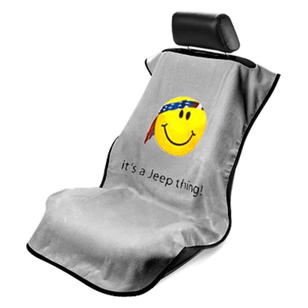 Seat Armour ® - Grey Towel Seat Cover with Jeep Smiley Face Logo (SA100JEPSFG) - Main Image
