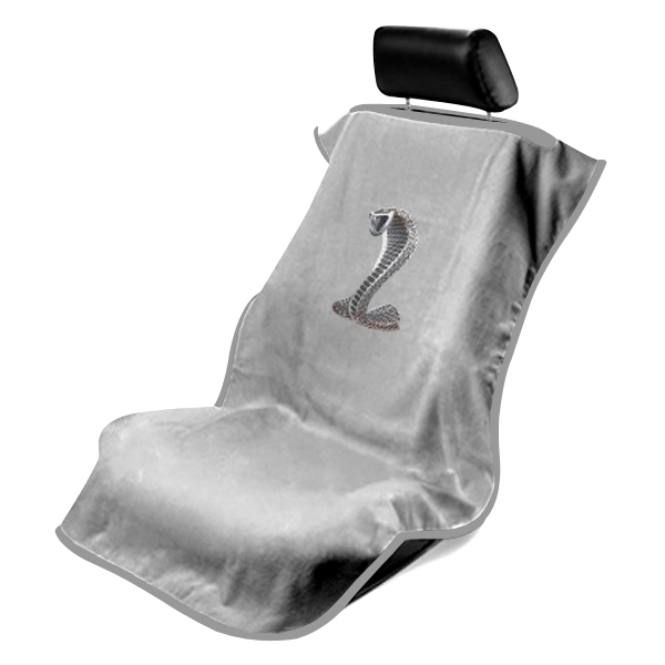 Seat Armour ® - Grey Towel Seat Cover with Mustang Cobra Logo (SA100COBG) - Main Image