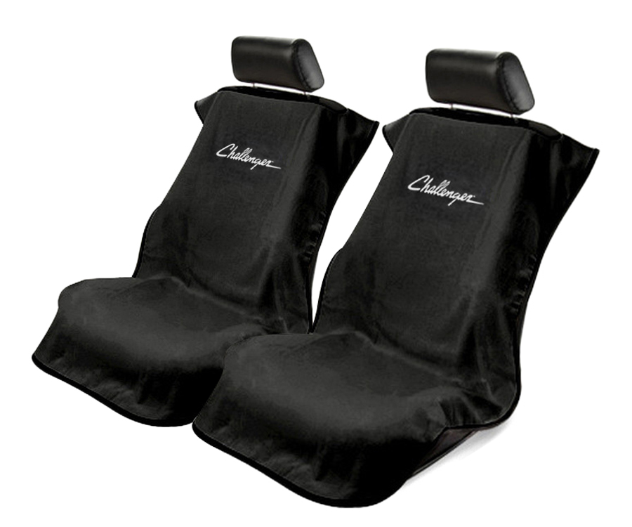 Seat Armour ® - Pair of Black Towel Seat Covers with Challenger Logo (SA100CHLB) - Main Image