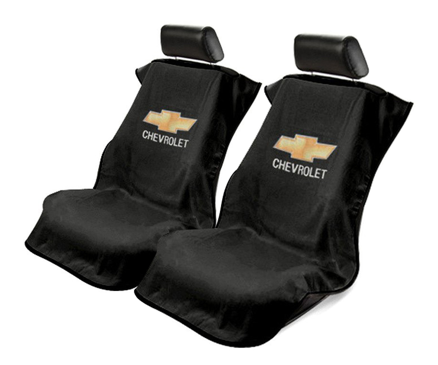 Seat Armour ® - Pair of Black Towel Seat Covers with Chevrolet Logo (SA100CHVB) - Main Image
