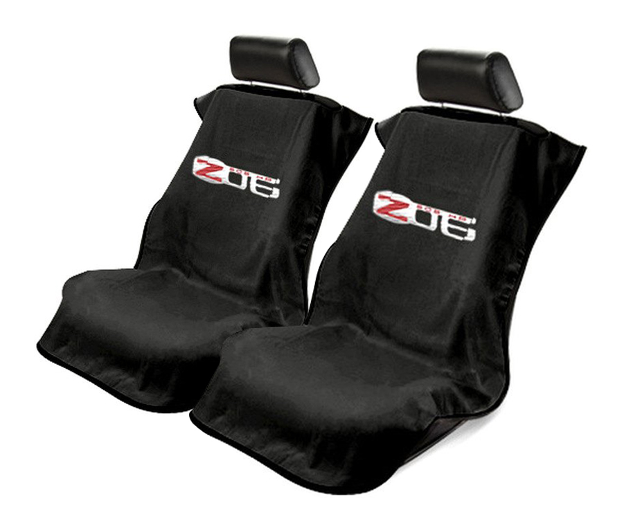 Seat Armour ® - Pair of Black Towel Seat Covers with Corvette Z06 Logo (SA100COR6ZB) - Main Image