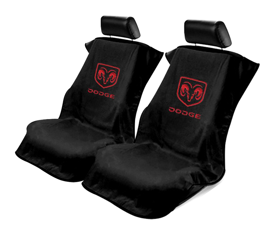 Seat Armour ® - Pair of Black Towel Seat Covers with Dodge Logo (SA100DODB) - Main Image