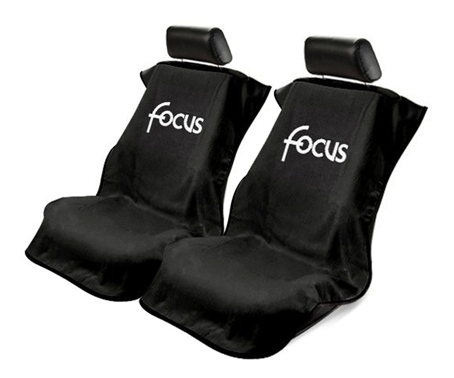 Seat Armour ® - Pair of Black Towel Seat Covers with Focus Logo (SA100FOCB) - Main Image