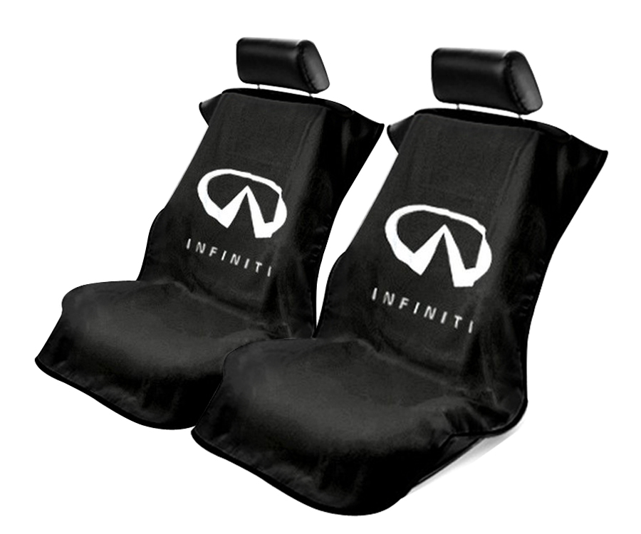 Seat Armour ® - Pair of Black Towel Seat Covers with Infiniti Logo (SA100INFB) - Main Image