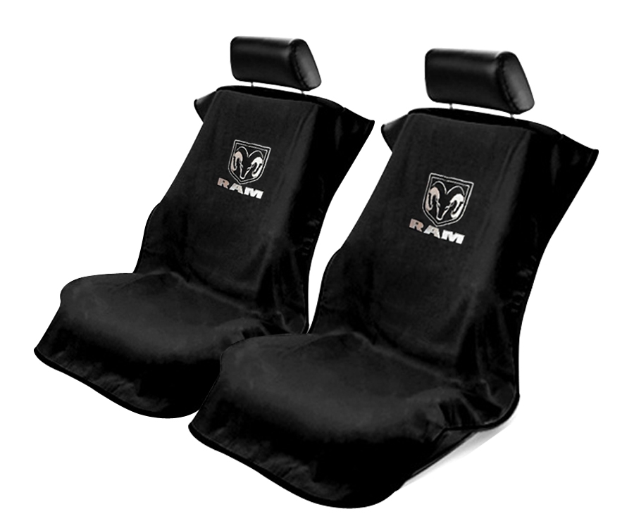 Seat Armour ® - Pair of Black Towel Seat Covers with New Dodge Ram Logo (SA100NRAMB) - Main Image
