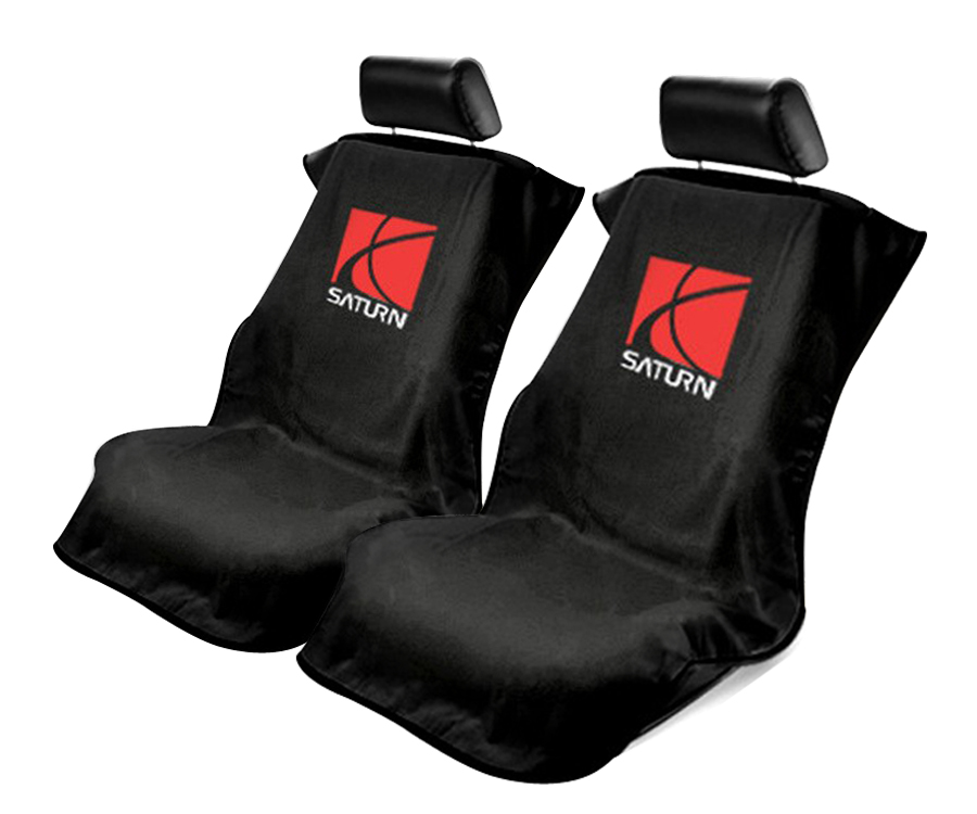 Seat Armour ® - Pair of Black Towel Seat Covers with Saturn Logo (SA100SATB) - Main Image