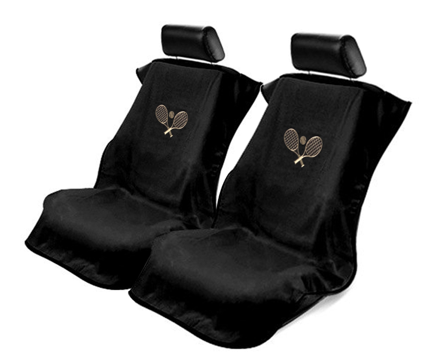 Seat Armour ® - Pair of Black Towel Seat Covers with Tennis Logo (SA100TRCQBE) - Main Image
