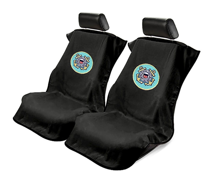 Seat Armour ® - Pair of Black Towel Seat Covers with US Coast Guard Logo (SA200USCOG) - Main Image