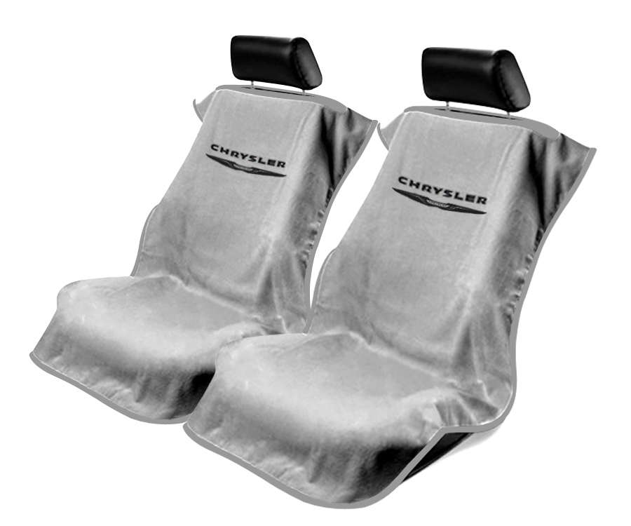 Seat Armour ® - Pair of Grey Towel Seat Covers with Chrysler Logo (SA100CHRG) - Main Image