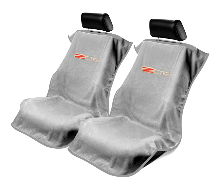 Seat Armour ® - Pair of Grey Towel Seat Covers with Corvette Z06 Logo (SA100COR6ZG) - Main Image