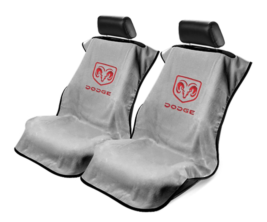Seat Armour ® - Pair of Grey Towel Seat Covers with Dodge Logo (SA100DODG) - Main Image