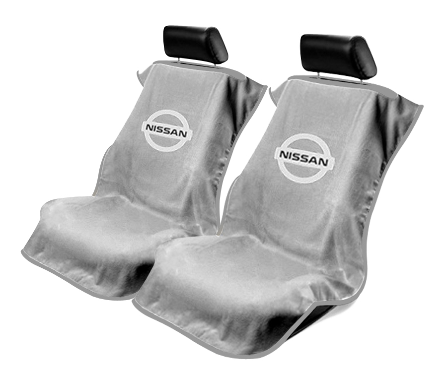 Seat Armour ® - Pair of Grey Towel Seat Covers with Nissan Logo (SA100NISSG) - Main Image