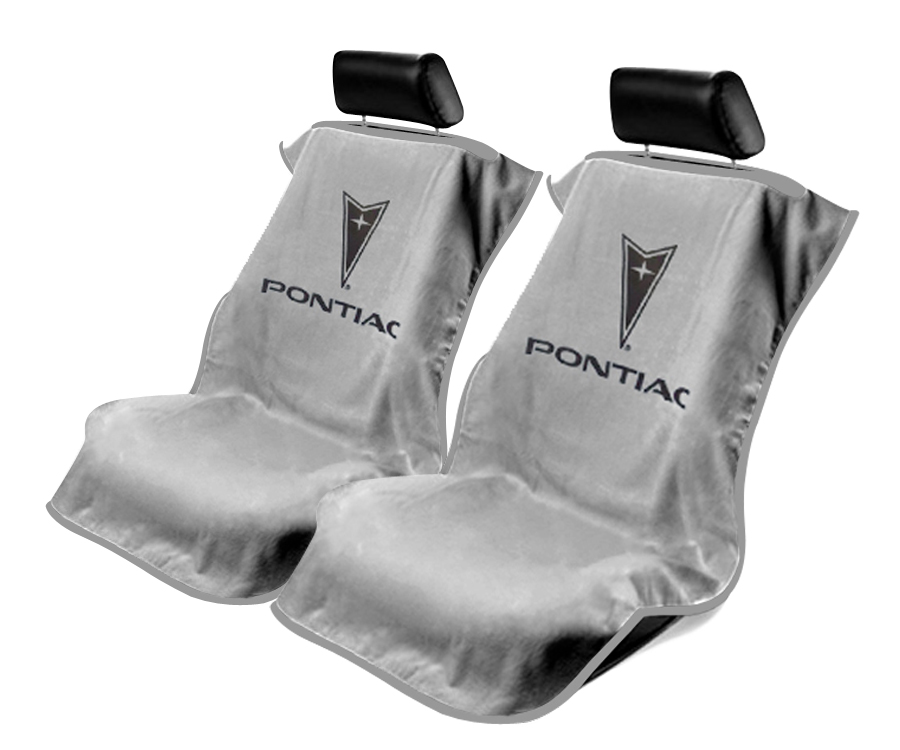Seat Armour ® - Pair of Grey Towel Seat Covers with Pontiac Logo (SA100PTCGE) - Main Image