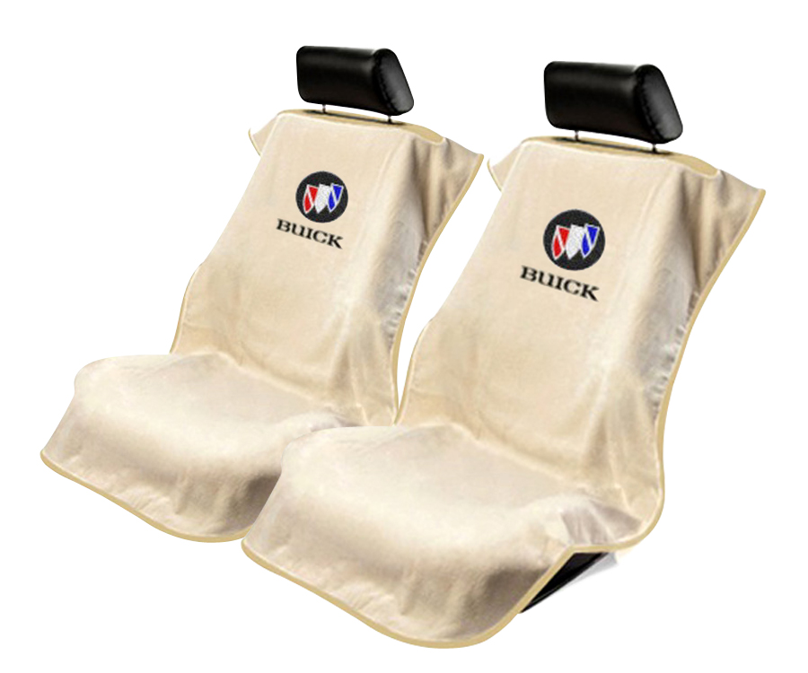 Seat Armour ® - Pair of Tan Towel Seat Covers with Buick Logo (SA100BCKT) - Main Image